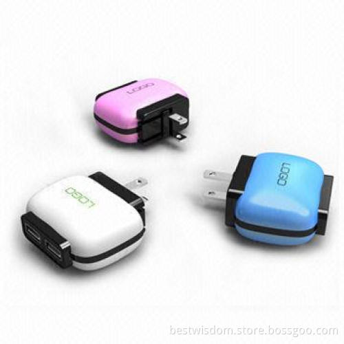 Dual USB Charger for iPad, with 2A Output Voltage, Made of ABS, CE/RoHS Marks